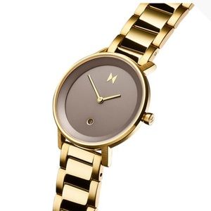 EUC Ladies MVMT watch Signature II brushed champagne gold taupe face 34mm